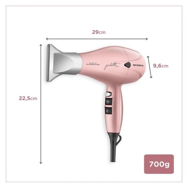 Secador de Pelo Mondial Golden Rose Quatro Elementos 2000W Motor AC - Ciudad del Este
