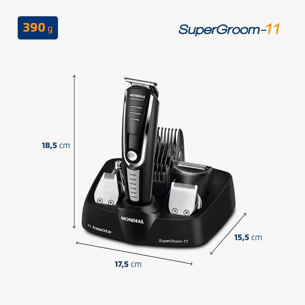 Recortadora de Barba y Pelo Mondial Super Groom 11 en 1 BG-05 Inalámbrica — Ciudad del Este