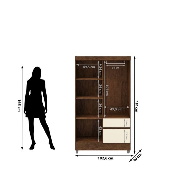 Ropero Enzo Movelmax 4 Puertas 2 Cajones Imbuia Champagne — Ciudad del Este