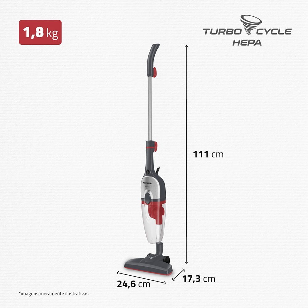 Aspiradora Vertical 2 en 1 Mondial Turbo Cycle HEPA 1550W AP-41 Gris Inox — Ciudad del Este