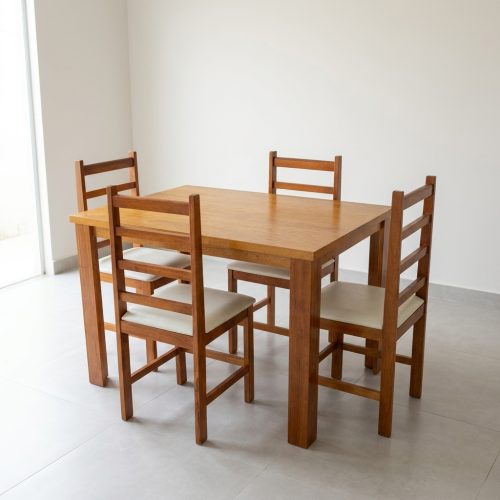 juego de comedor 110x80 4 sillas madera maciza CDE