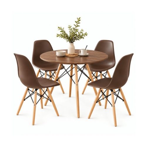 Juego de Comedor Brío Redondo 80 cm 4 Sillas Marrón — Ciudad del Este