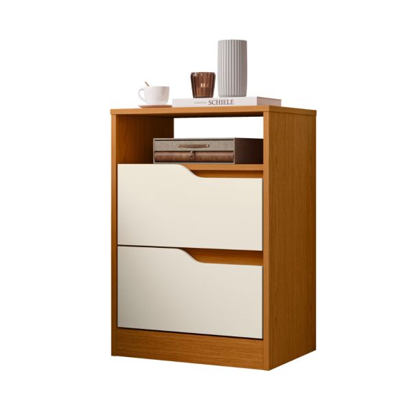 Mesita de Luz Sole Movelmax 2 Cajones Cinamomo Off White — Ciudad del Este