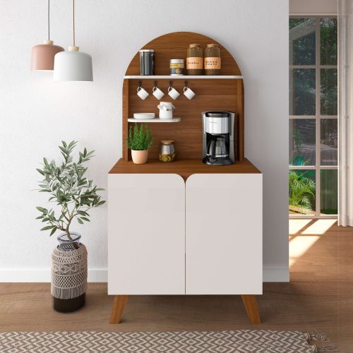 Rincón del Café Viena 80 cm Cedro Off White con Soportes para Tazas — Ciudad del Este