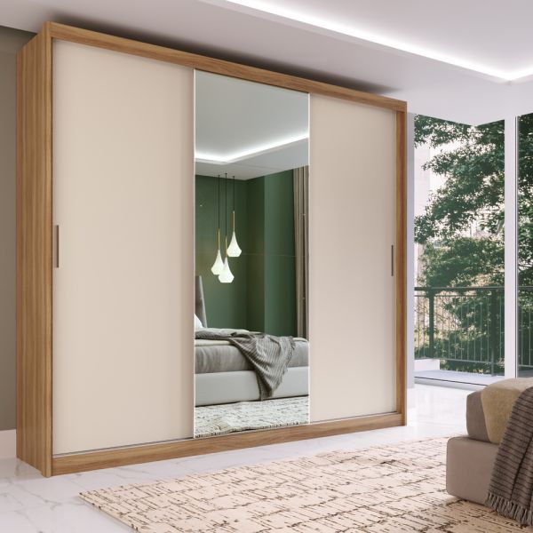 Ropero Dalila 3 Puertas Corredizas 4 Cajones Amendoa Off White — Ciudad del Este