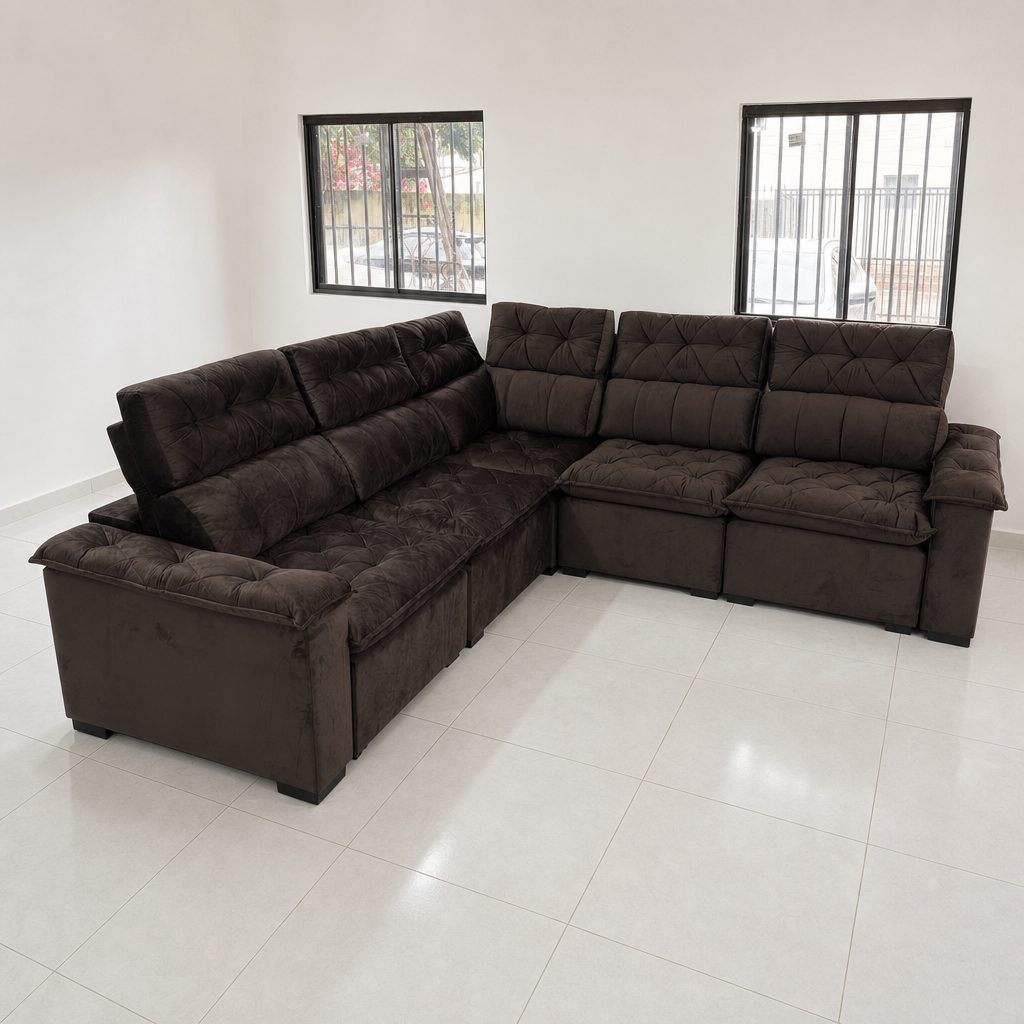 Sofá Esquinero Toscana Retráctil Reclinable 290x290 cm — Ciudad del Este