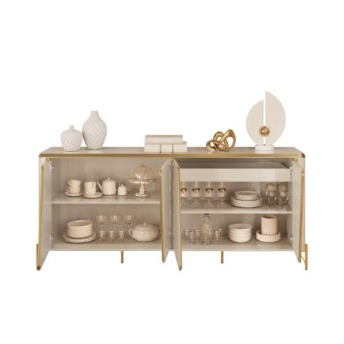 Buffet Liara 180 cm 4 Puertas Off White Dorado — Ciudad del Este