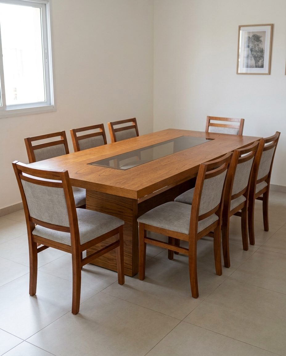Juego de Comedor 8 Sillas Madera Nacional 220x100 cm — Ciudad del Este