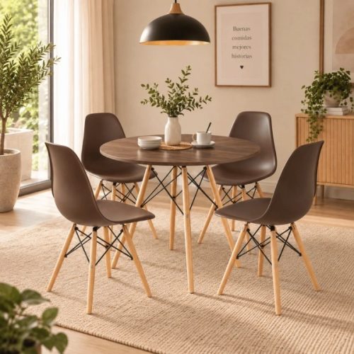 Juego de Comedor Brío Redondo 80 cm 4 Sillas Marrón — Ciudad del Este Juego de Comedor Brío Redondo 80 cm 4 Sillas Marrón — Ciudad del Este