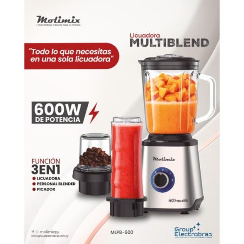 Licuadora Molimix Multiblend 3 en 1 600W — Ciudad del Este Licuadora Molimix Multiblend 3 en 1 600W — Ciudad del Este