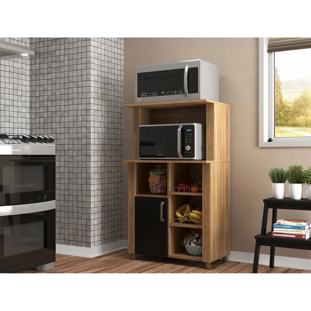 Multiuso Lyon para Horno y Microondas 68 cm Nogal Negro — Ciudad del Este