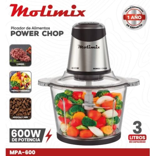 Picador de Alimentos Molimix Power Chop 3L Jarra de Vidrio 600W — Ciudad del Este Picador de Alimentos Molimix Power Chop 3L Jarra de Vidrio 600W — Ciudad del Este