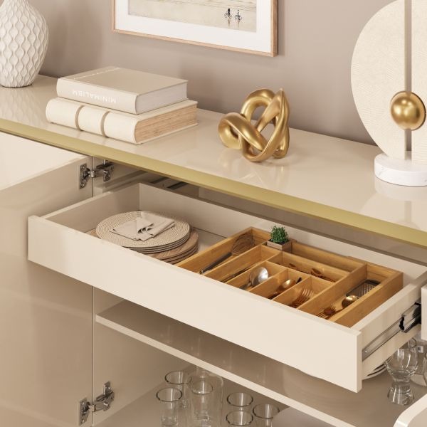 Buffet Liara 180 cm 4 Puertas Off White Dorado — Ciudad del Este