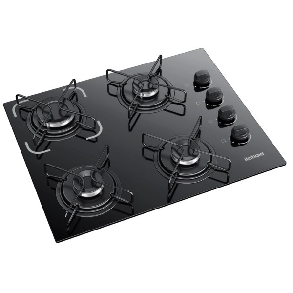 Anafe a gas Itatiaia Essencial ESS-4 de 4 hornallas con vidrio negro