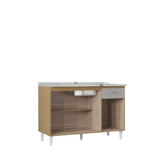 Balcón Cuba Movelmax 120 cm Damasco/Off White, vista de los compartimientos abiertos
