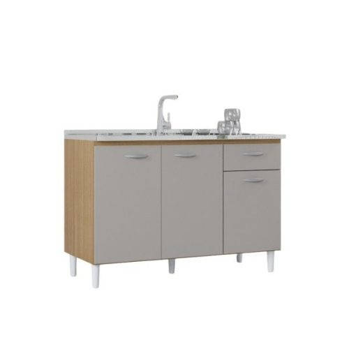 Balcón Cuba Movelmax 120 cm Damasco/Off White, vista frontal con puertas cerradas