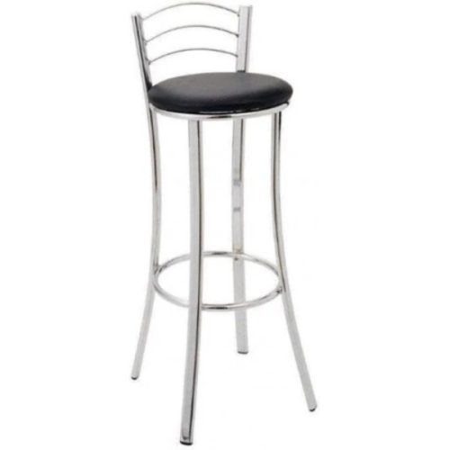 Butaca alta Fernanda cromada Movelmax con asiento redondo negro
