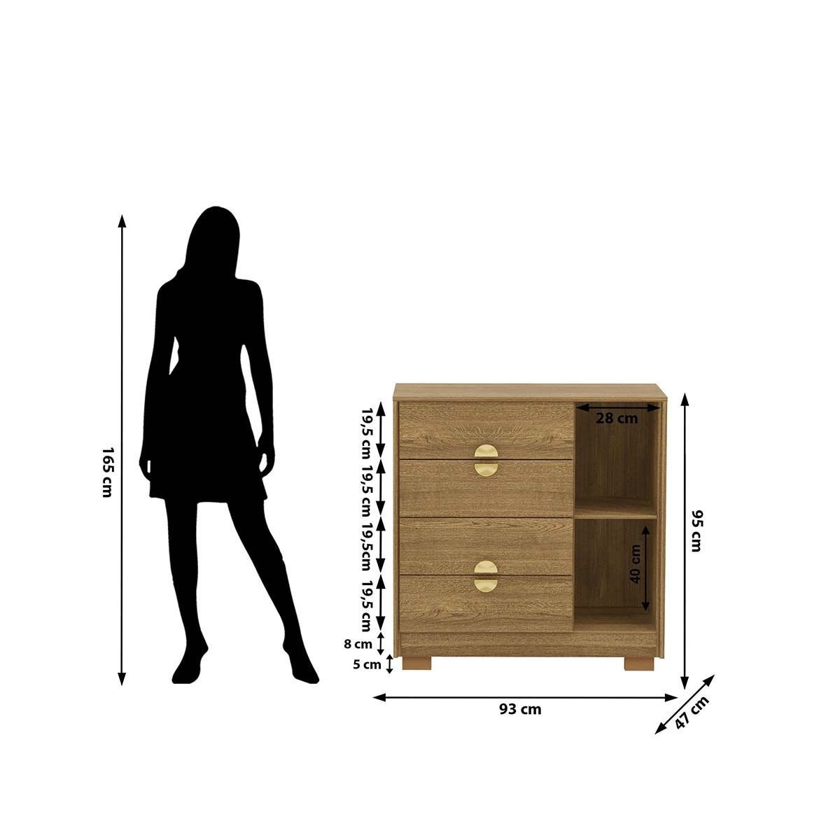 Medidas de la cómoda zapatera Ilha Bela: 93 × 95 × 47 cm