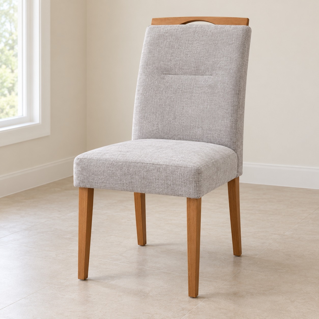 Juego de comedor Glamour 200 cm 8 sillas gris claro, vista de una silla