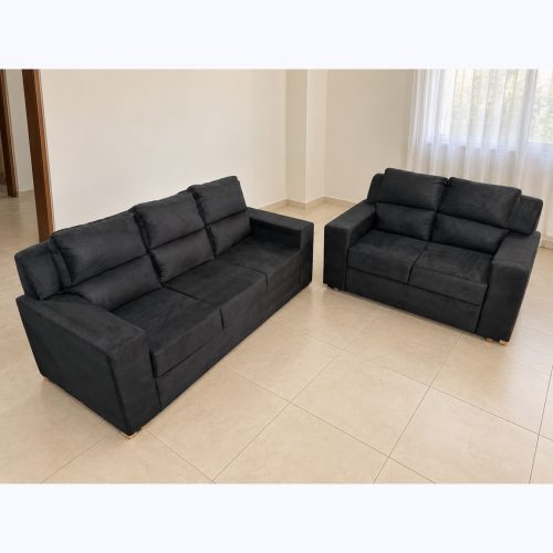 Juego de sofás Brisa negro 2 y 3 lugares, conjunto completo