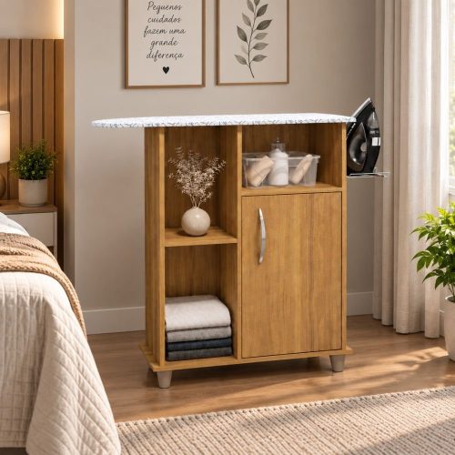 Mesa de planchar Flora freijó en un dormitorio