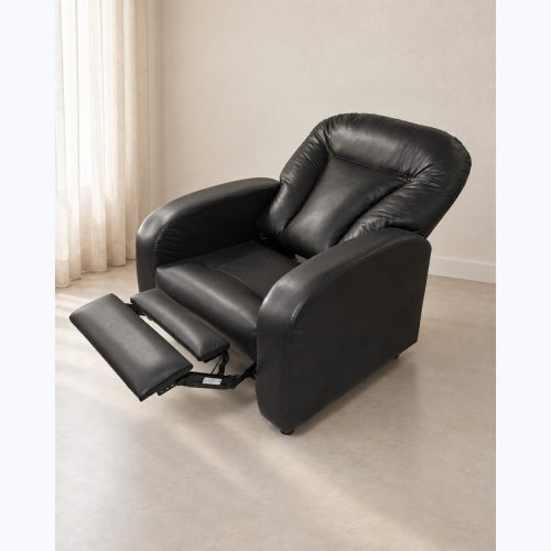 Poltrona Relax negra retráctil y reclinable 80 cm, posición abierta