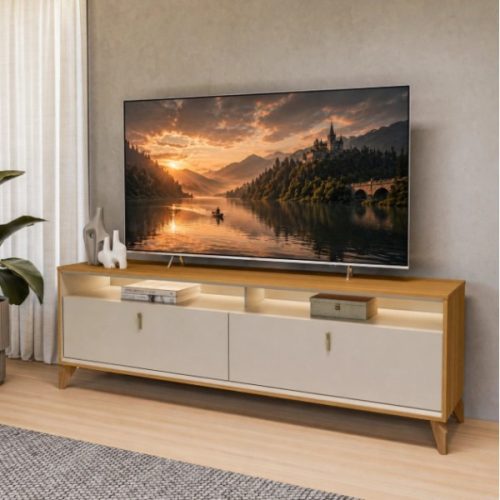Rack Dubai con LED y televisor encendido