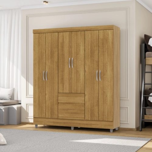 Ropero Enzo nature de 6 puertas en un dormitorio