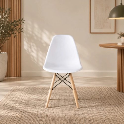 Silla Avene blanca en un comedor