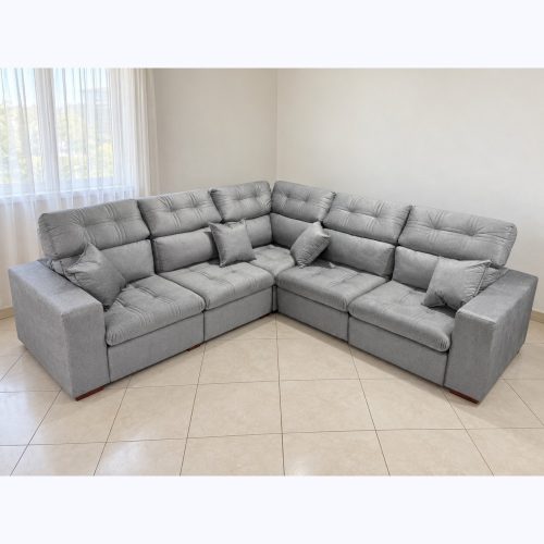 Sofá esquinero Verona gris hielo retráctil 300 × 300 cm, posición normal